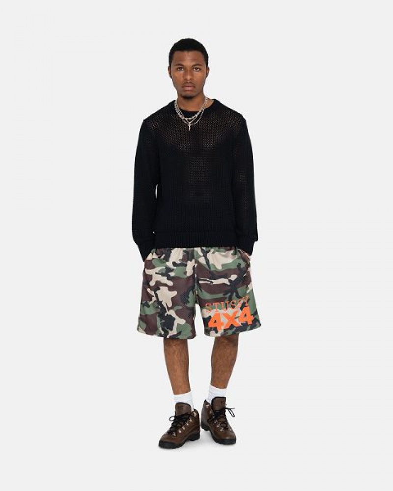 Black Stussy Pigment Dyed Loose Gauge Sweaters | 6845QSZNA