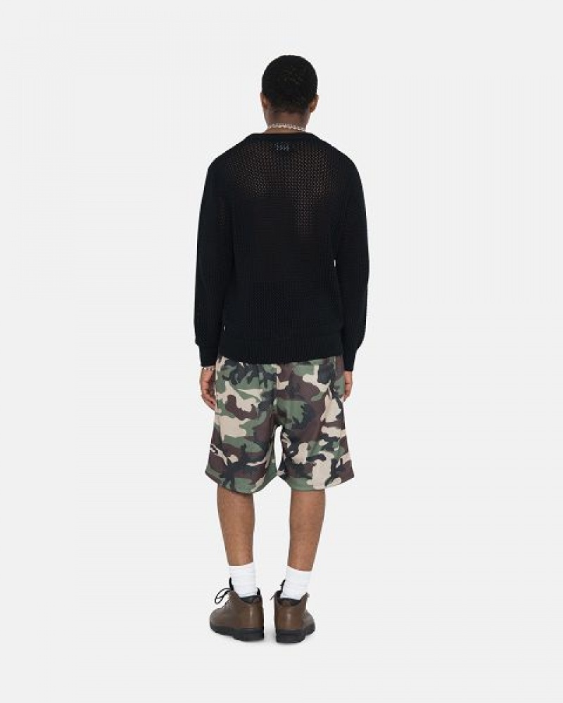 Black Stussy Pigment Dyed Loose Gauge Sweaters | 6845QSZNA