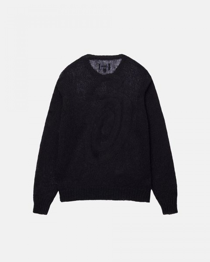 Black Stussy S Loose Knit Sweaters | 5471TPBJO