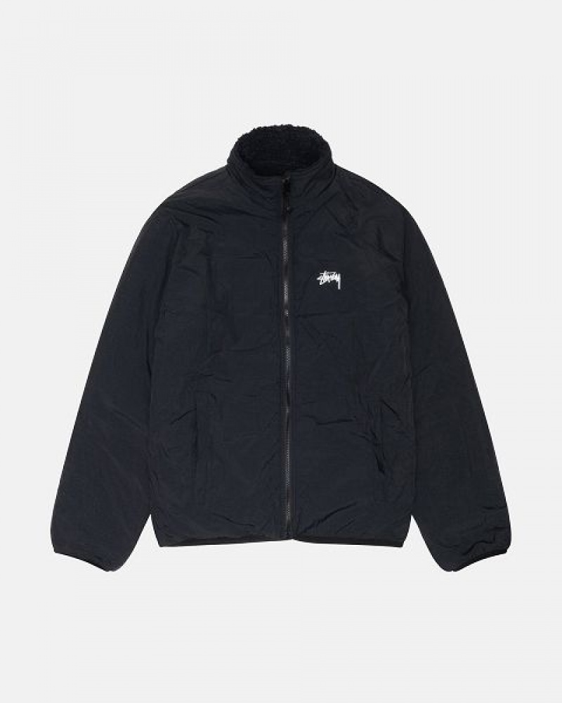 Black Stussy Sherpa Reversible Jackets | 1395PCKMJ