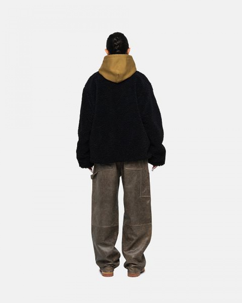 Black Stussy Sherpa Reversible Jackets | 1395PCKMJ