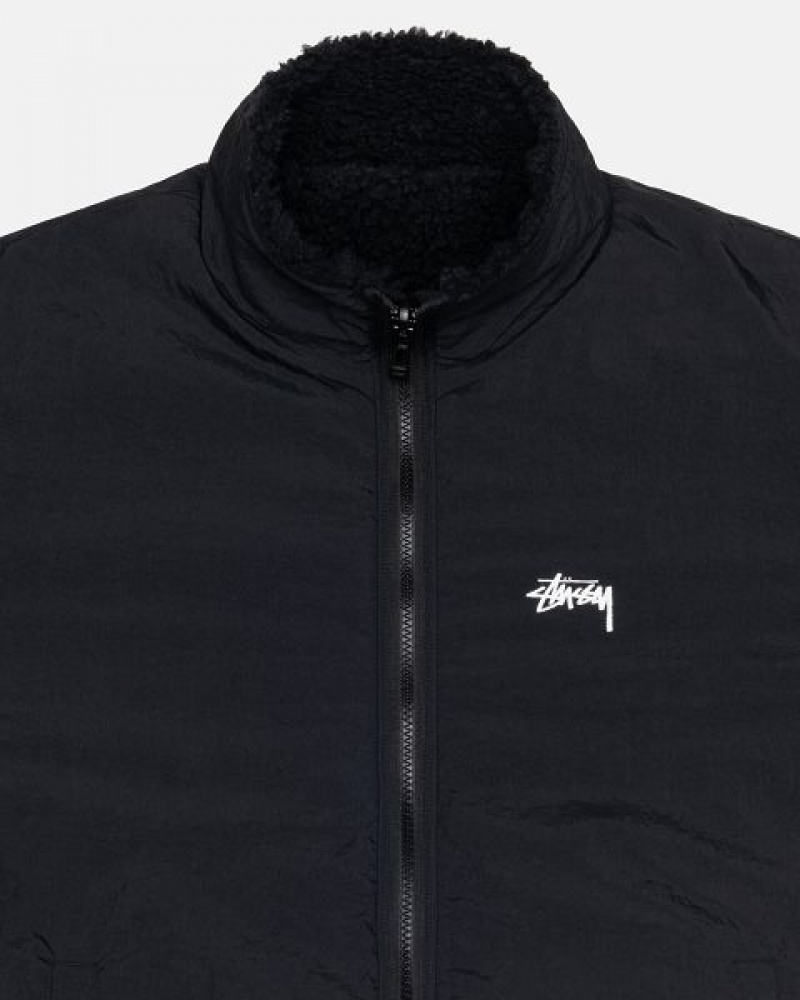 Black Stussy Sherpa Reversible Jackets | 1395PCKMJ