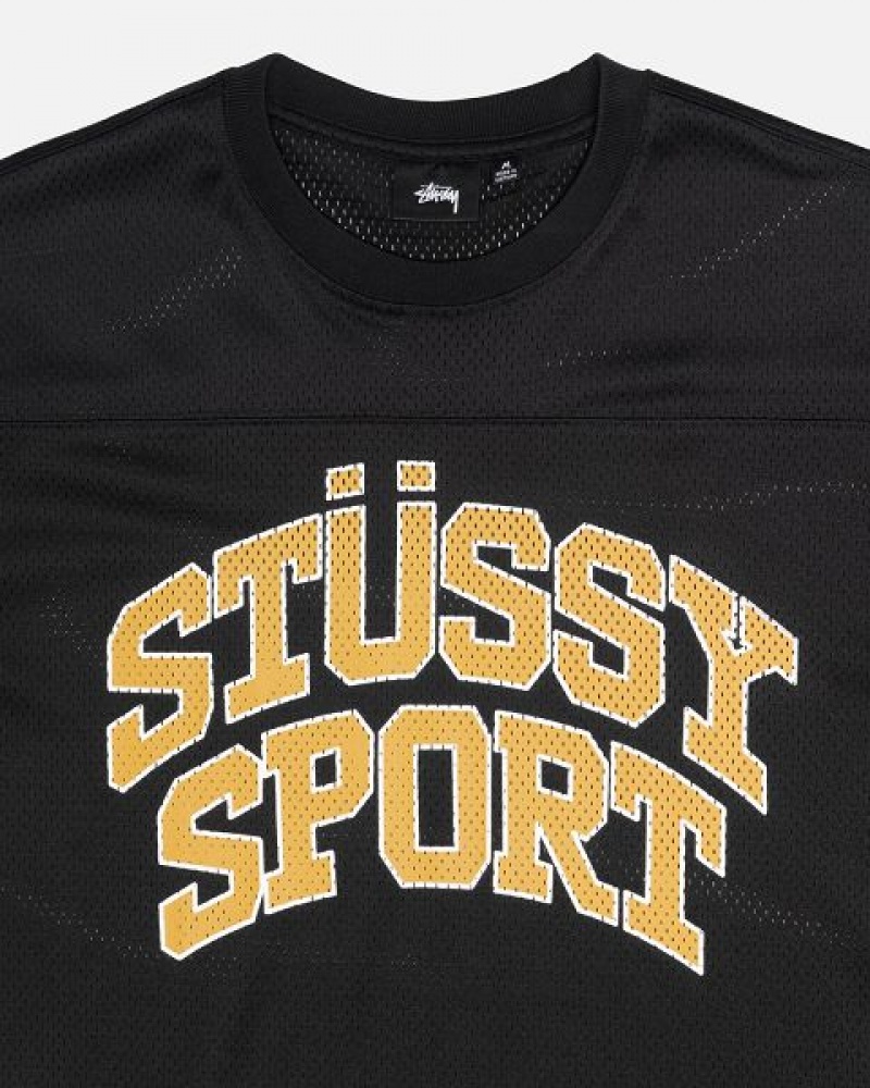 Black Stussy Sport Mesh Football Jersey | 7269VEXHT