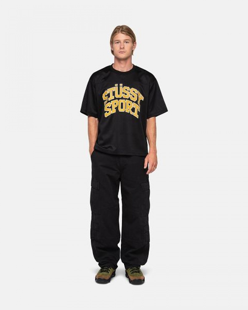 Black Stussy Sport Mesh Football Jersey | 7269VEXHT