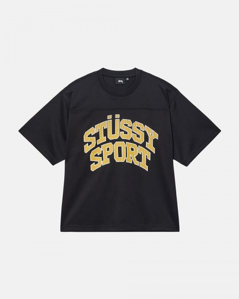 Black Stussy Sport Mesh Football Jersey | 7269VEXHT