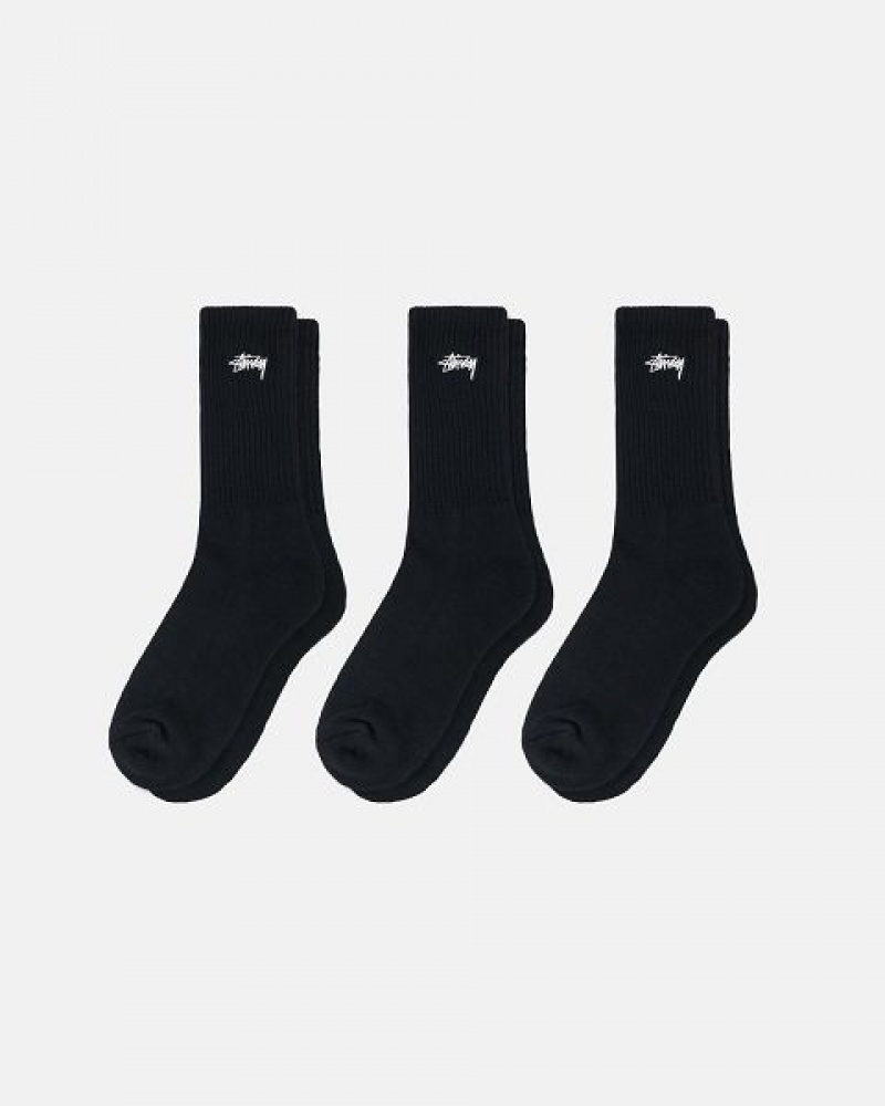 Black Stussy Stock Crew Socks | 1237OJUKA