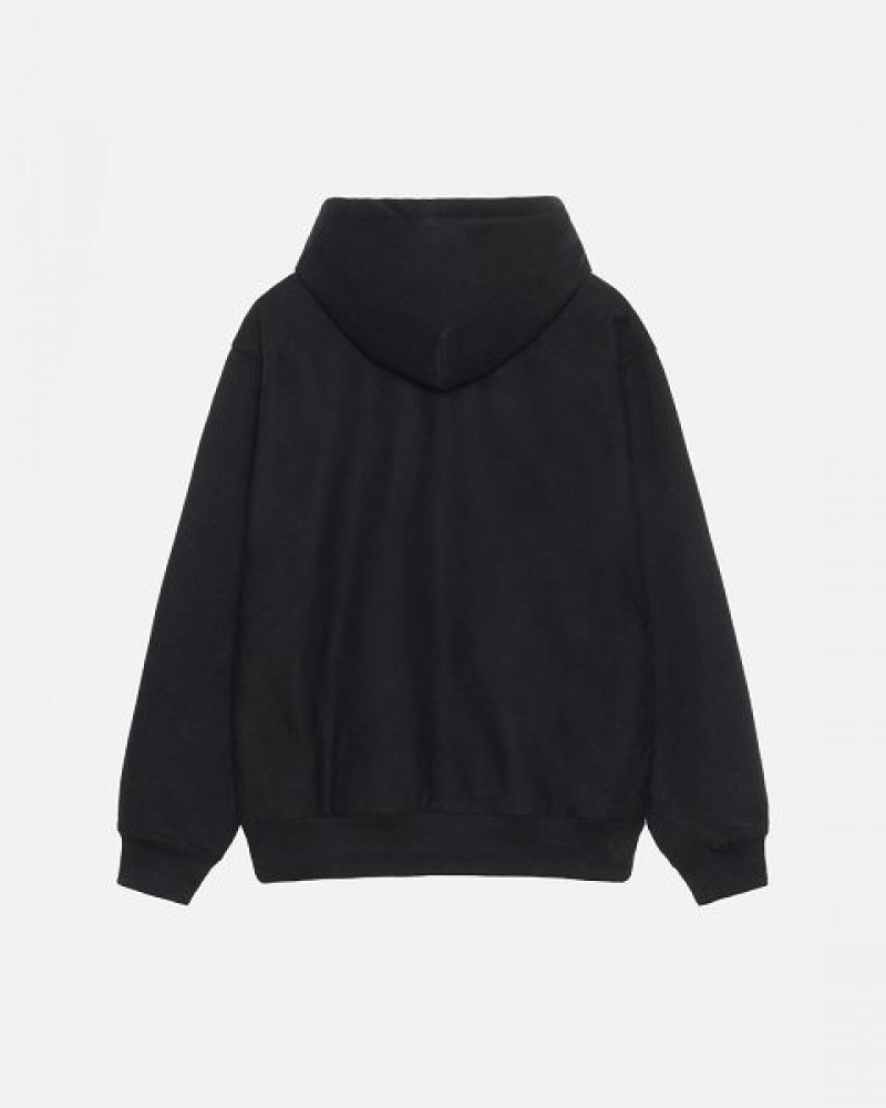 Black Stussy Stock Logo Applique Hoodie | 7914XDPUW