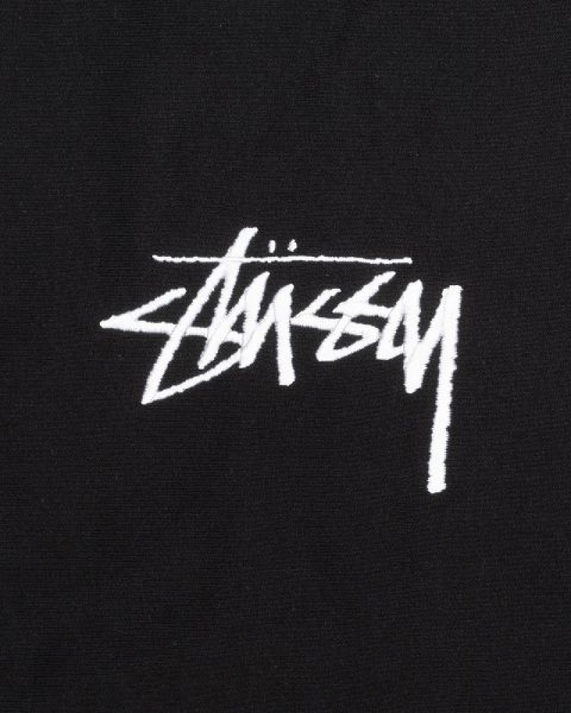 Black Stussy Stock Logo Applique Hoodie | 7914XDPUW