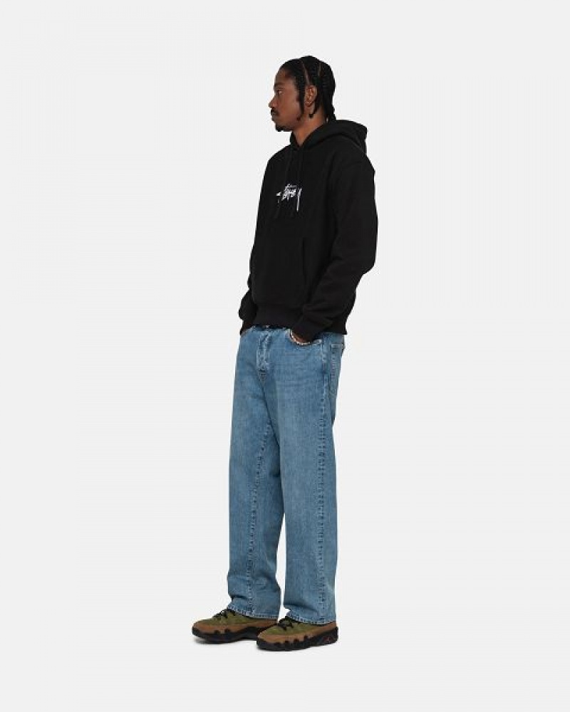 Black Stussy Stock Logo Applique Hoodie | 7914XDPUW