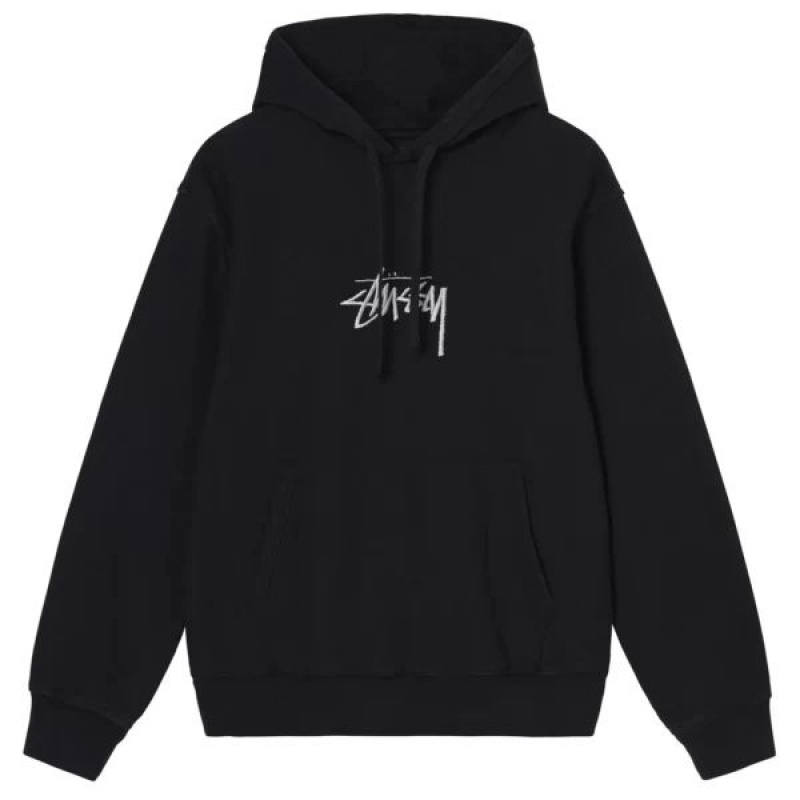 Black Stussy Stock Logo Hoodie | 2805YLFIC