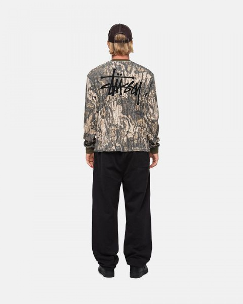 Black Stussy Stock Logo Sweatpants | 5049ZCDGY