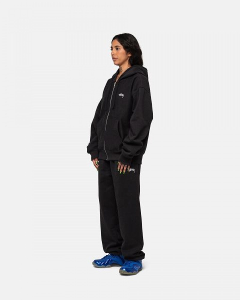 Black Stussy Stock Logo Sweatpants | 5049ZCDGY