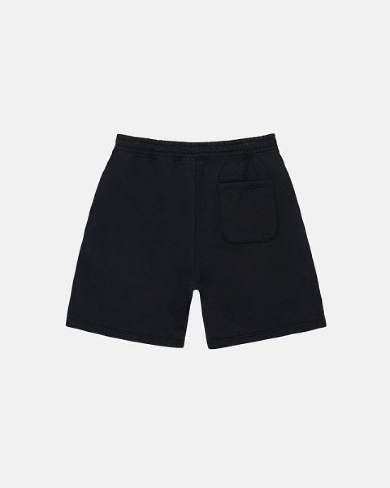 Black Stussy Stock Logo Sweats Shorts | 3794DITPB