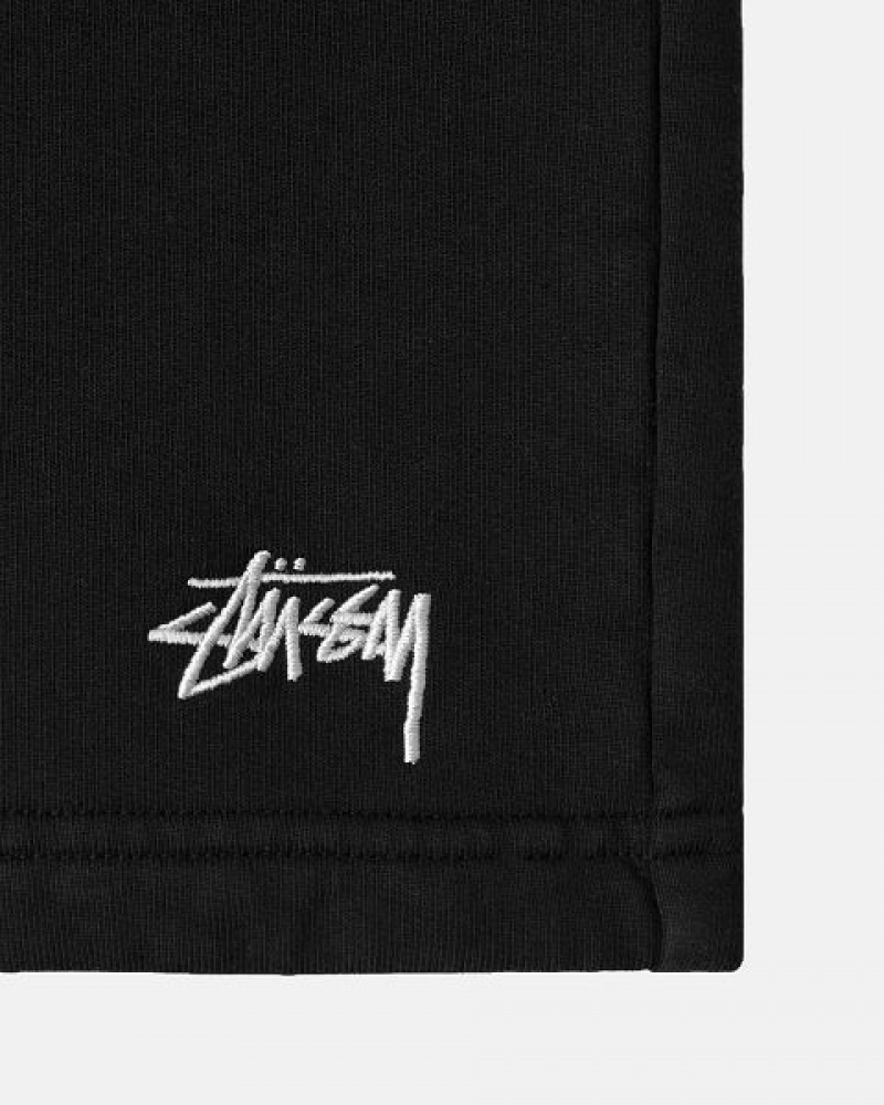 Black Stussy Stock Logo Sweats Shorts | 3794DITPB