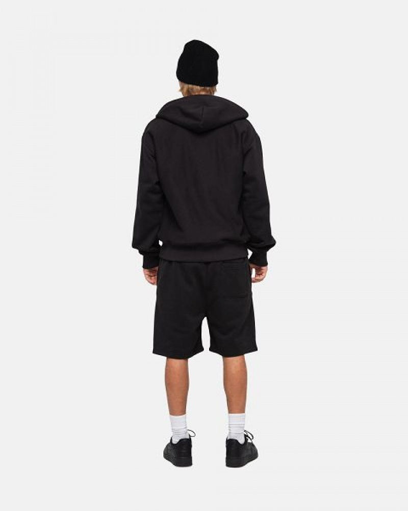 Black Stussy Stock Logo Sweats Shorts | 3794DITPB