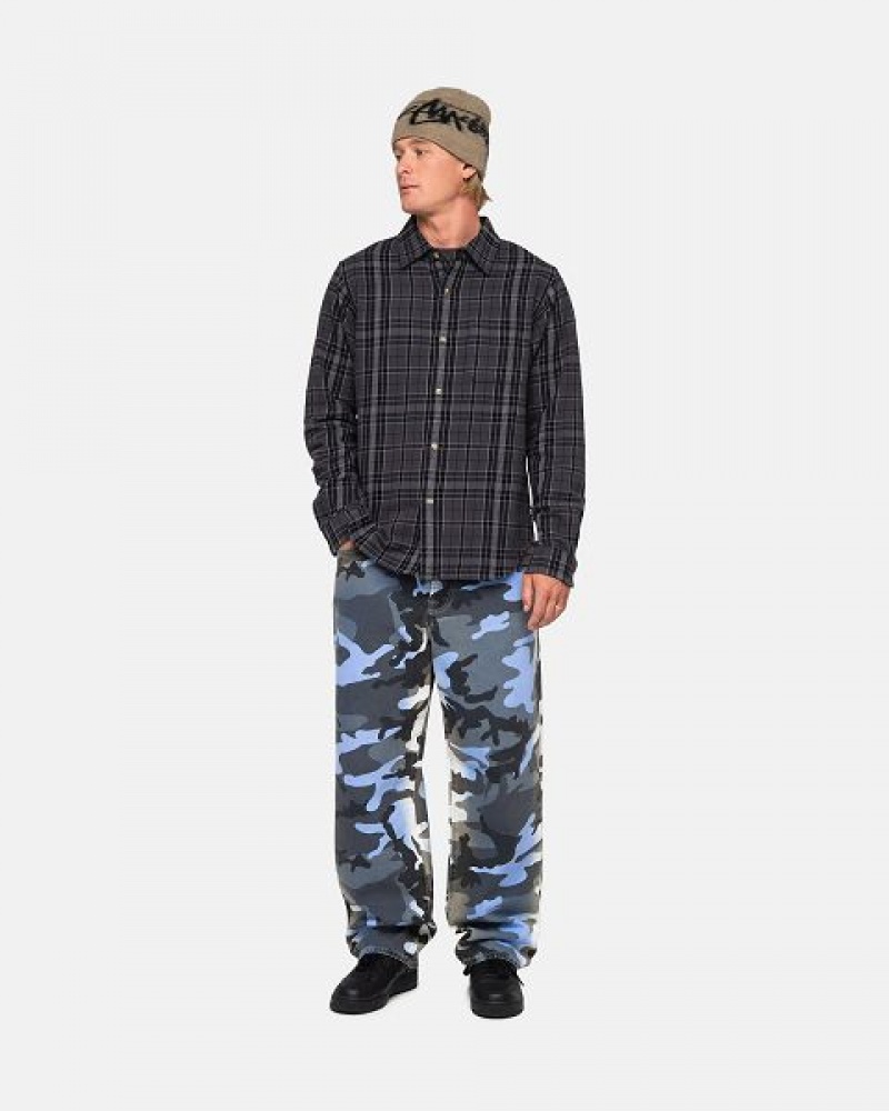 Black Stussy Stones Plaid Shirts | 2607GHSUN