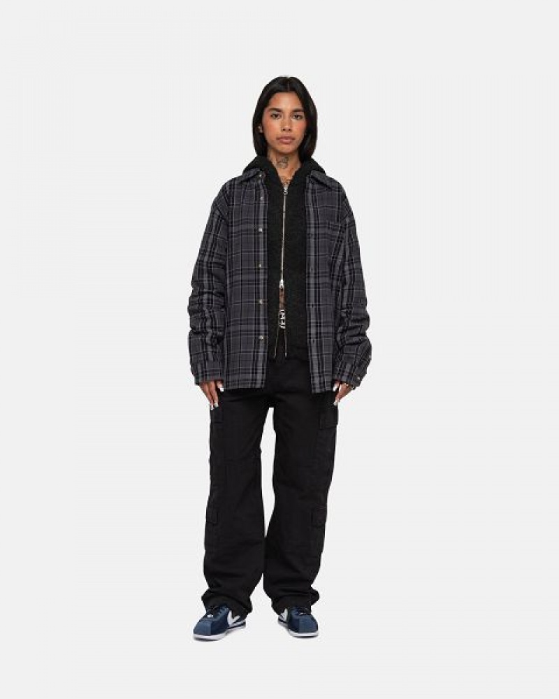 Black Stussy Stones Plaid Shirts | 2607GHSUN