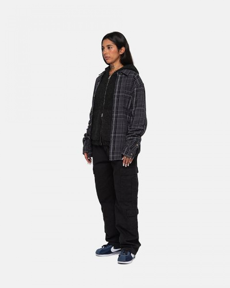 Black Stussy Stones Plaid Shirts | 2607GHSUN