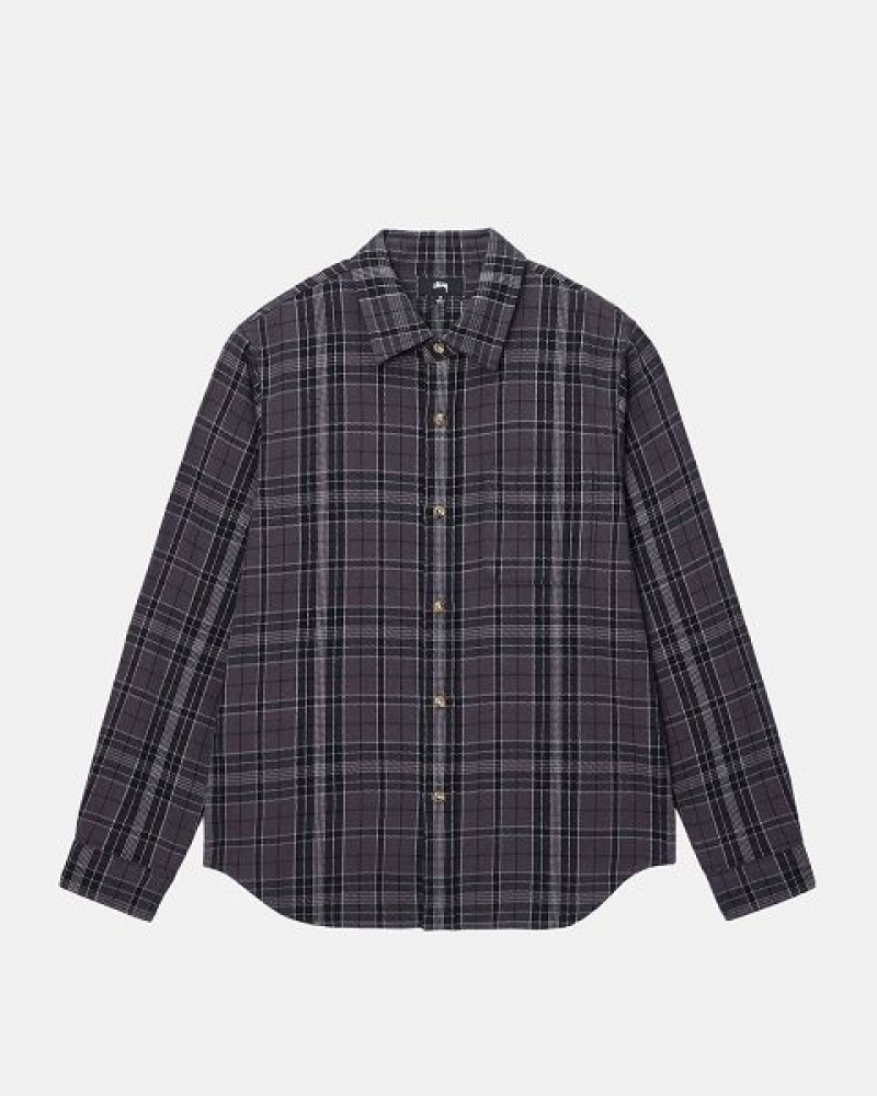 Black Stussy Stones Plaid Shirts | 2607GHSUN