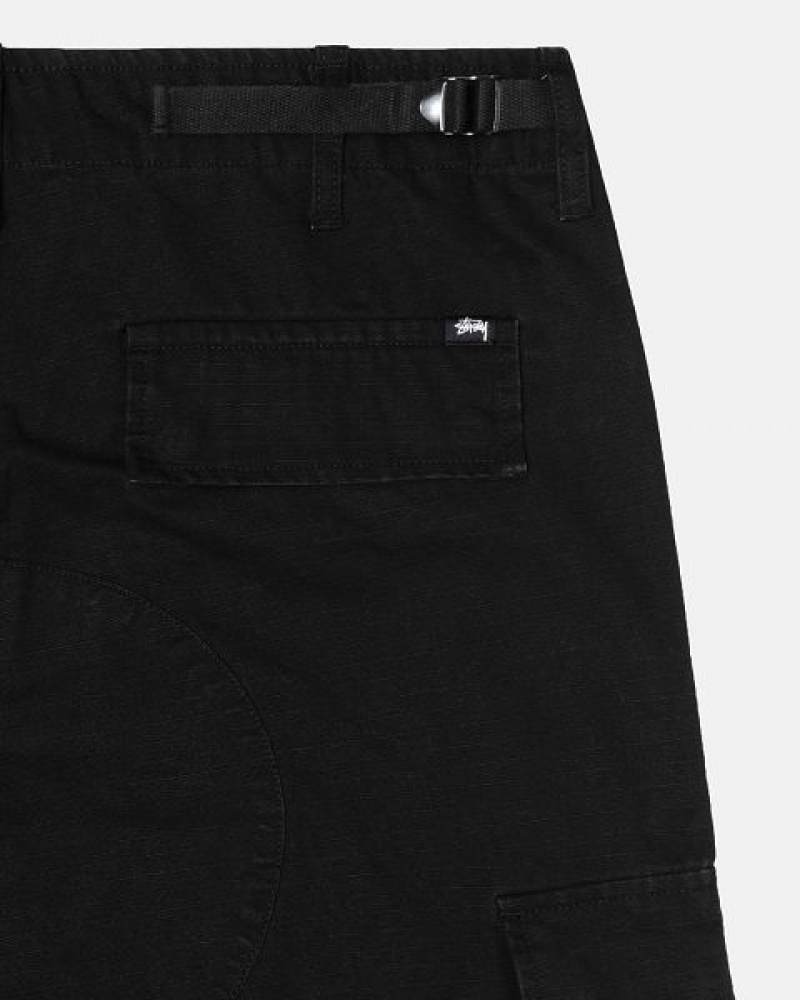 Black Stussy Surplus Cargo Ripstop Pants | 2596PTIRO