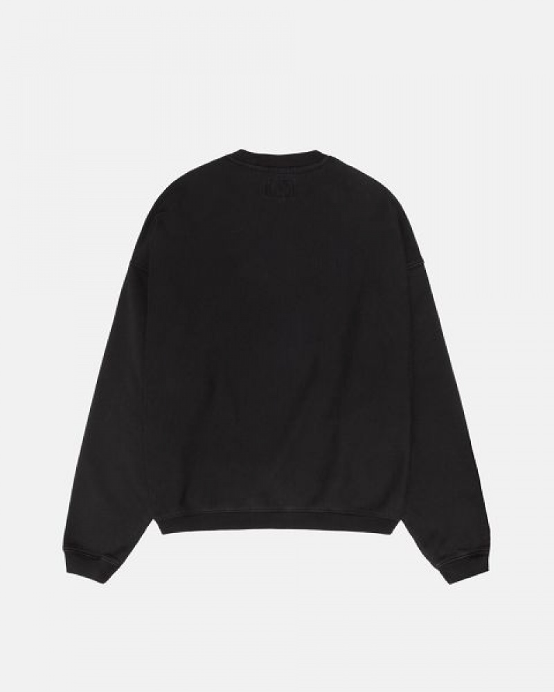 Black Stussy Varsity Oversized Crew Sweatshirts | 6380QLMXS