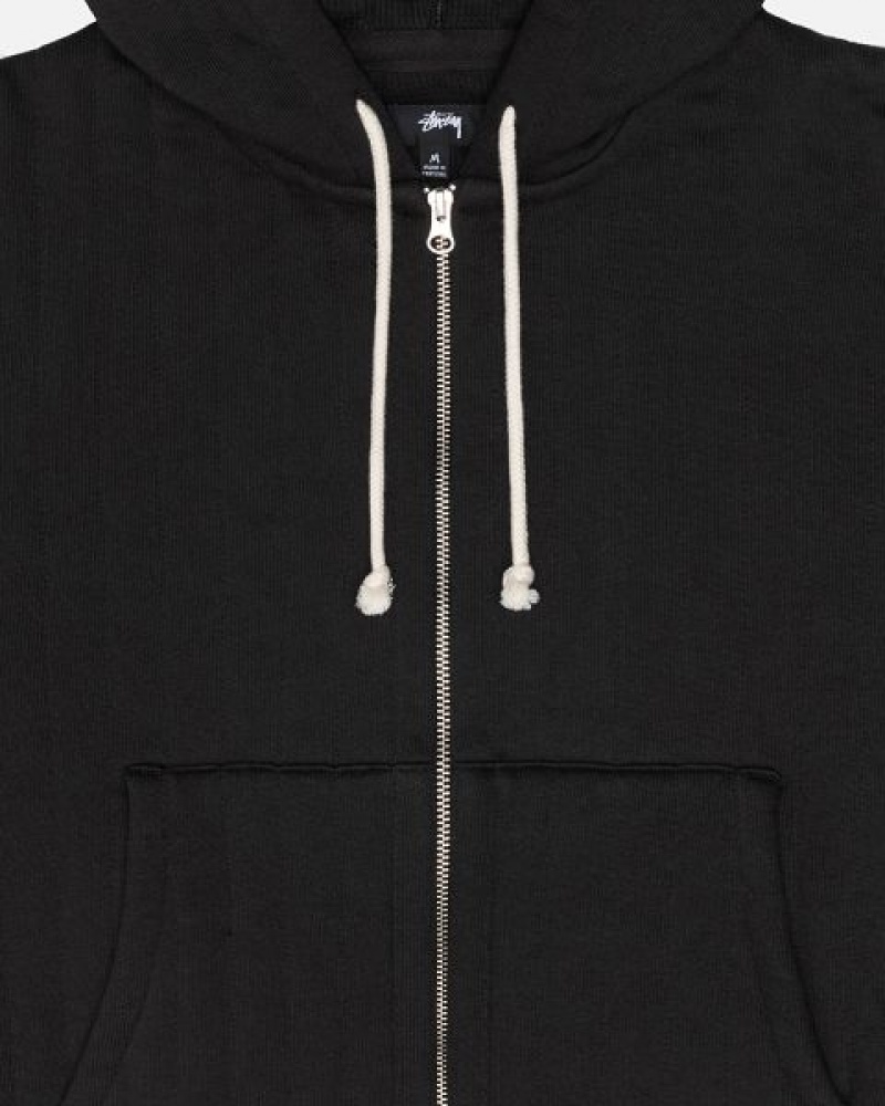 Black Stussy Vertical Quilted Zip Hoodie | 9425EHGCR