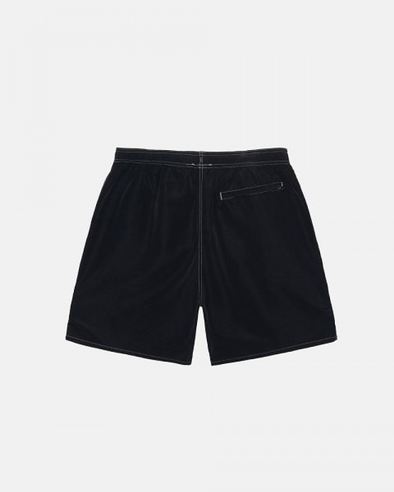 Black Stussy Water Surfman Patch Shorts | 1365LFUSD