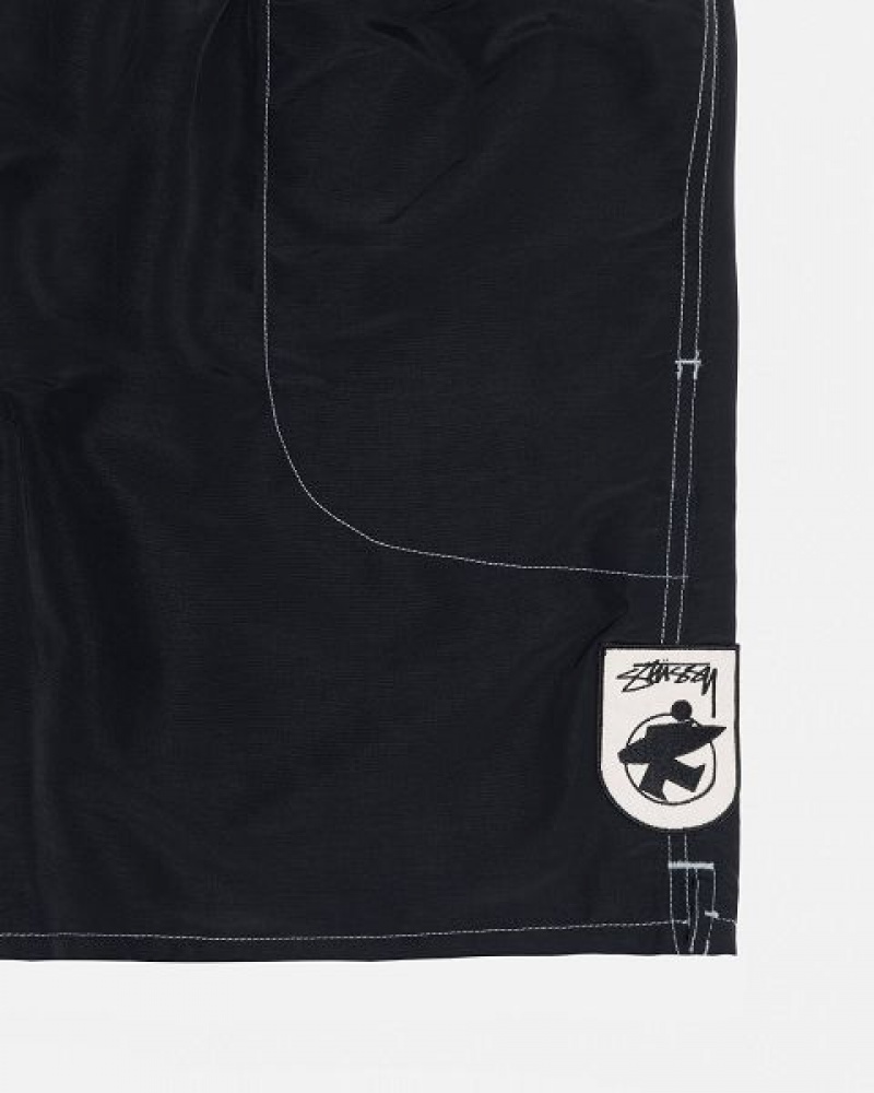 Black Stussy Water Surfman Patch Shorts | 1365LFUSD