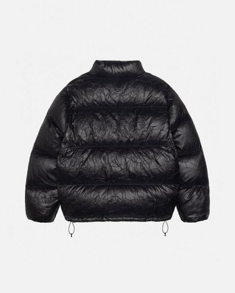 Black Stussy Wrinkled Nylon Down Jackets | 5208CYLZW