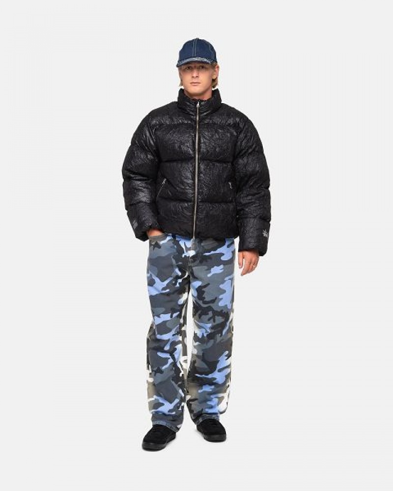 Black Stussy Wrinkled Nylon Down Jackets | 5208CYLZW