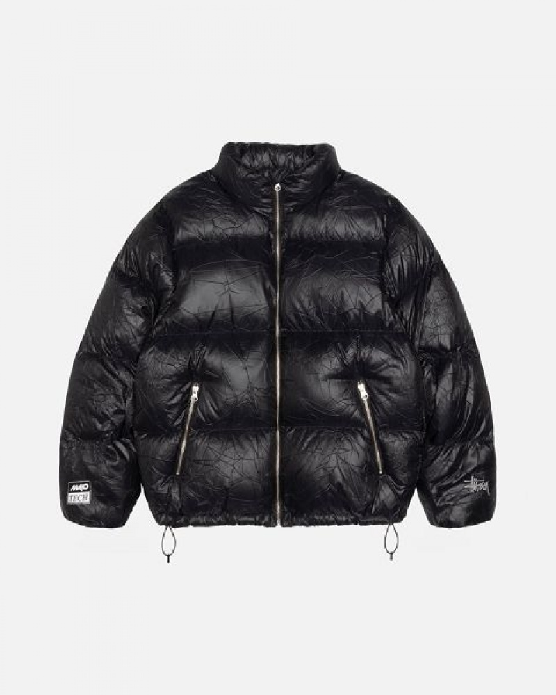 Black Stussy Wrinkled Nylon Down Jackets | 5208CYLZW