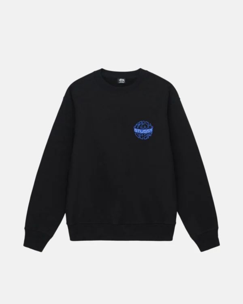 Black / Blue Stussy Fresh Gear Crew Sweatshirts | 5893GDONL