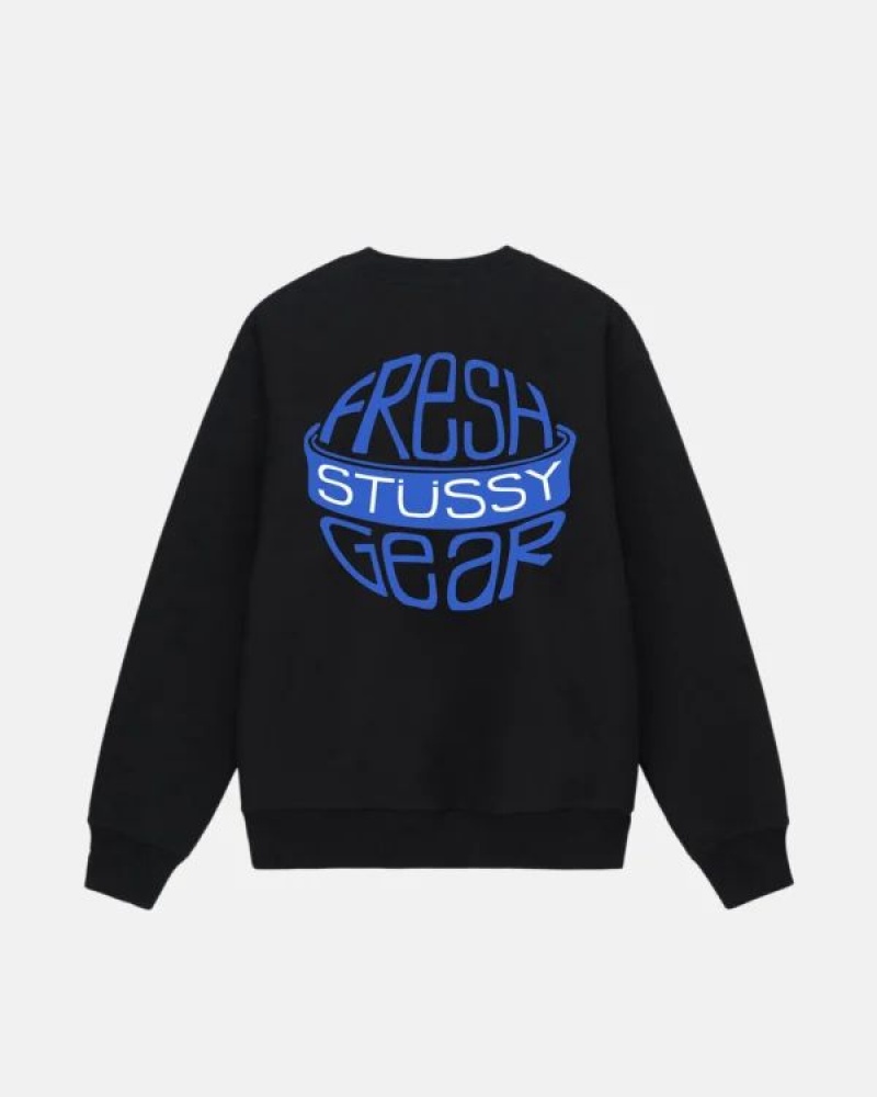 Black / Blue Stussy Fresh Gear Crew Sweatshirts | 5893GDONL