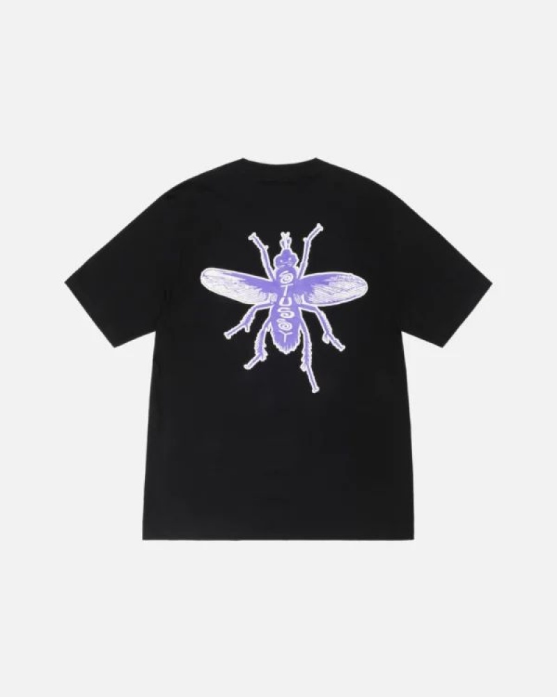 Black / Purple Stussy Housefly T Shirts | 1365WQJCP