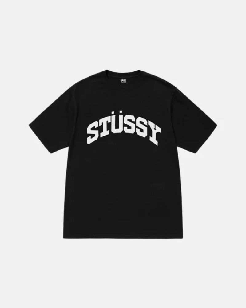 Black / White Stussy Block Sport Pigment Dyed T Shirts | 9173FPXIN