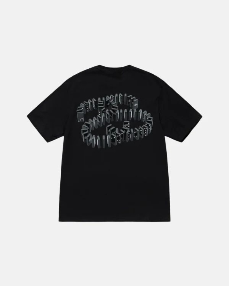 Black / White Stussy Dominoes T Shirts | 7312ERIGP