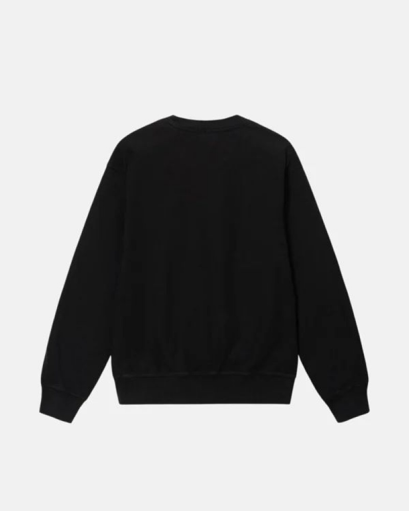 Black / White Stussy Glamour Pigment Dyed Crew Sweatshirts | 6015FZQKG