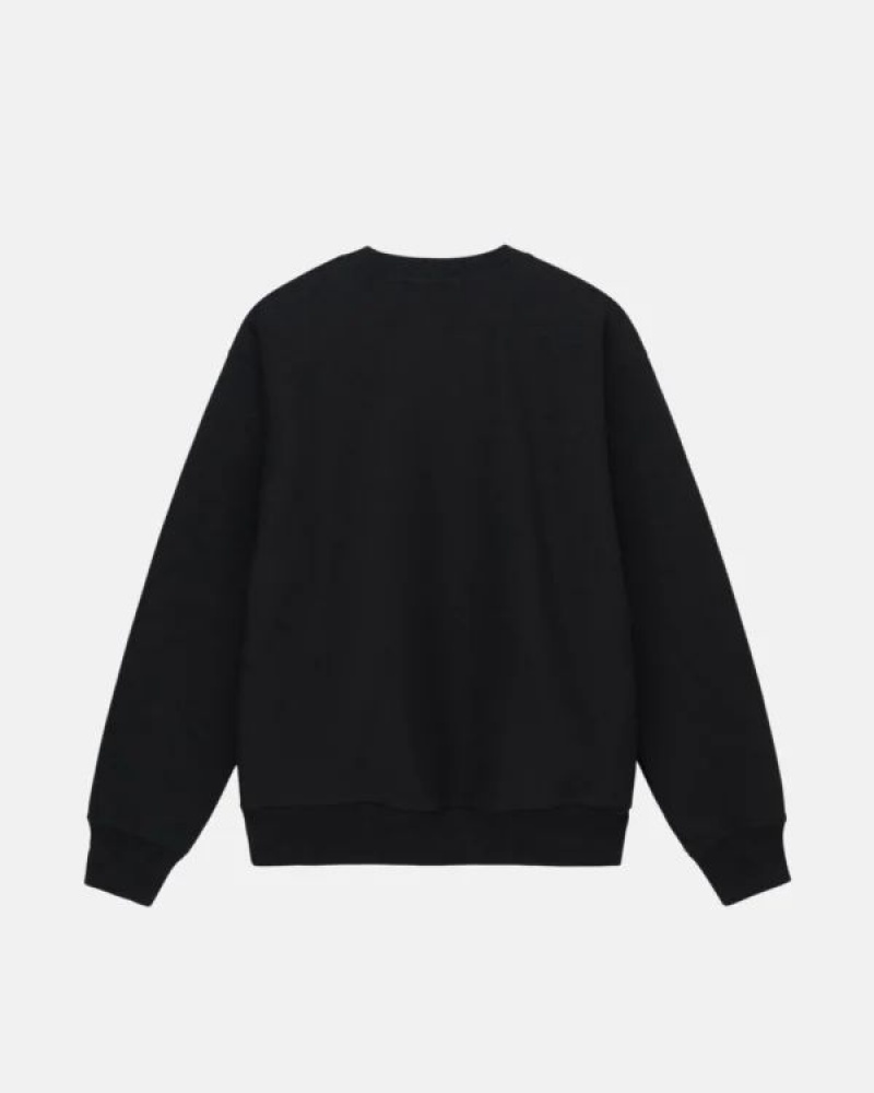 Black / White Stussy No.4 Crew Sweatshirts | 6509VPMNI