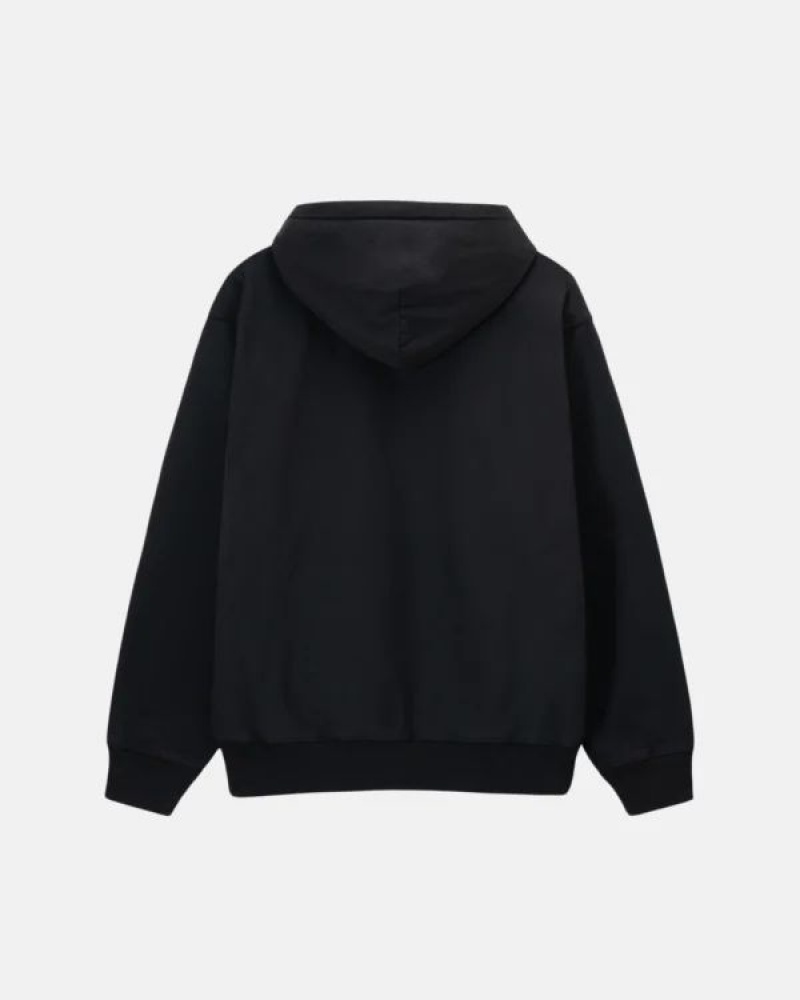 Black / White Stussy Overdyed Smooth Stock Logo Hoodie | 2179ZGWQM