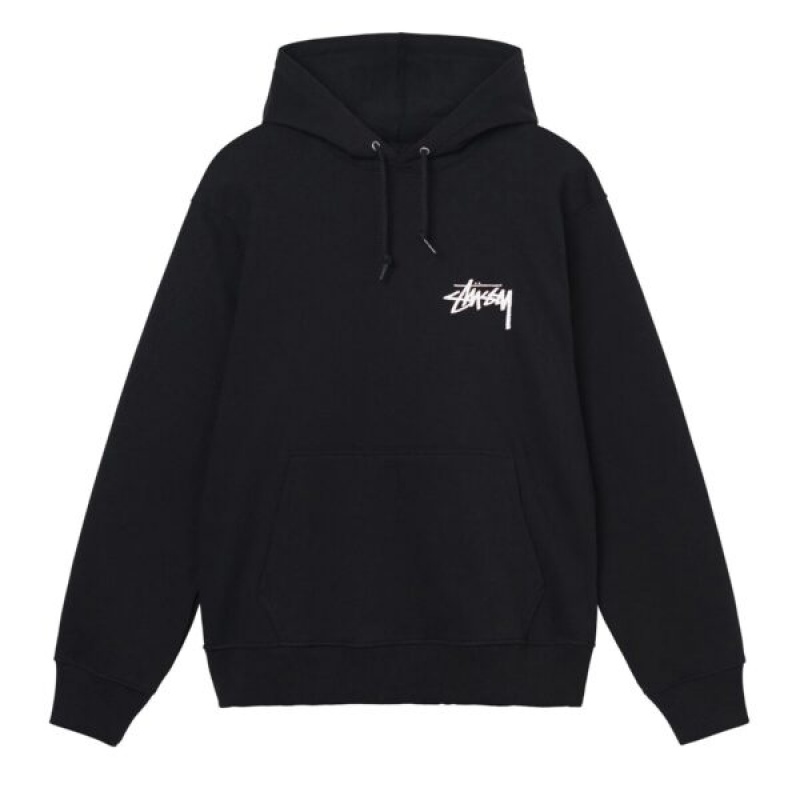 Black / White Stussy Overdyed Smooth Stock Logo Hoodie | 2179ZGWQM