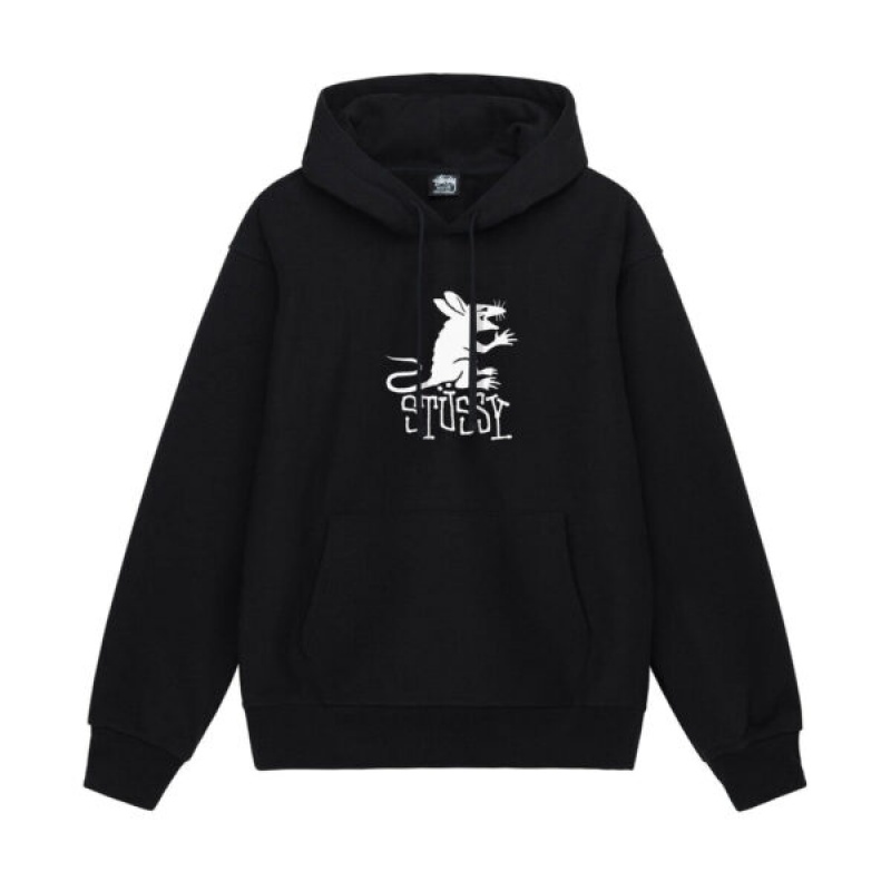 Black / White Stussy Rat Hoodie | 0562ABCYT