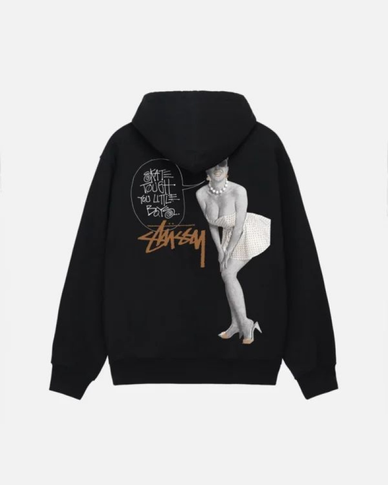 Black / White Stussy Skate Tough Zip Hoodie | 5824KJPRD