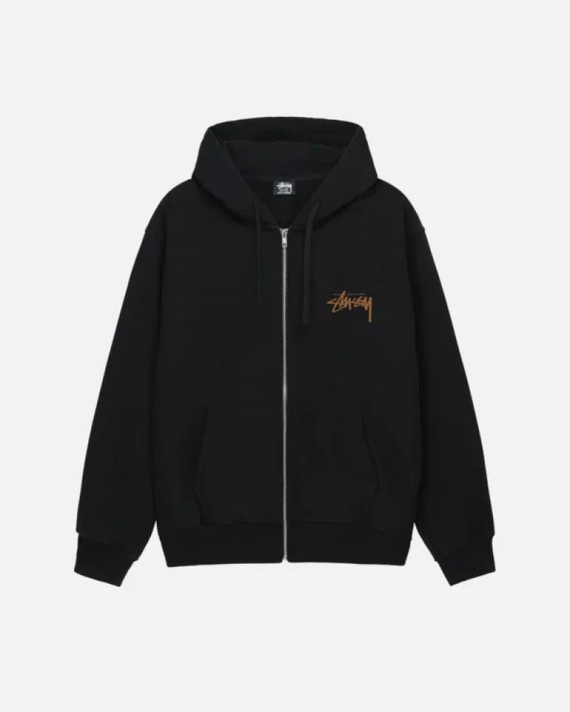 Black / White Stussy Skate Tough Zip Hoodie | 5824KJPRD