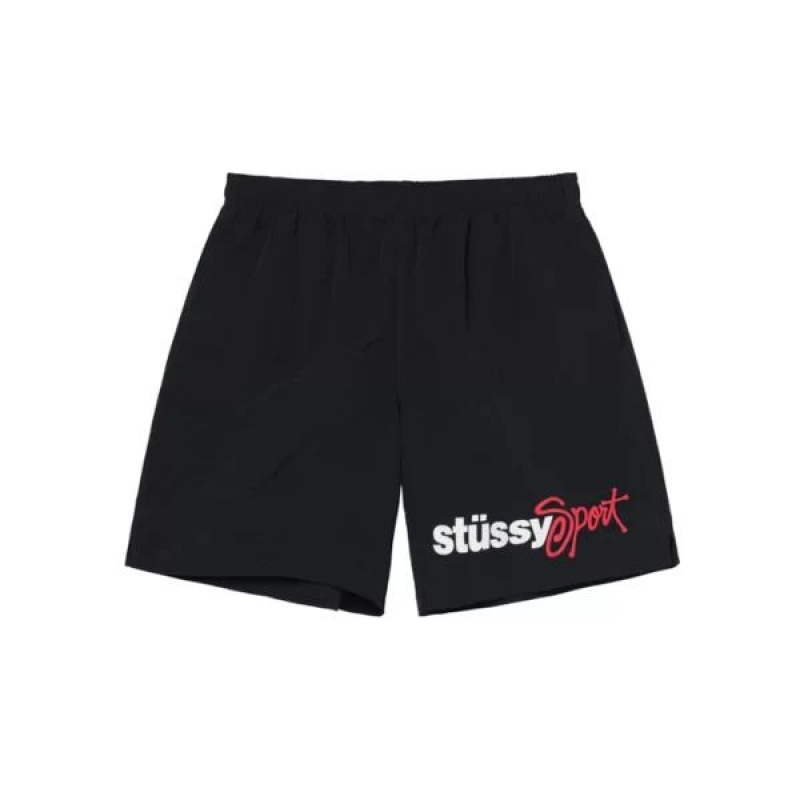 Black / White / Red Stussy Sport Water Shorts | 7450YUZNT