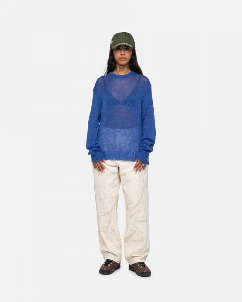 Blue Stussy S Loose Knit Sweaters | 3149HVTWX