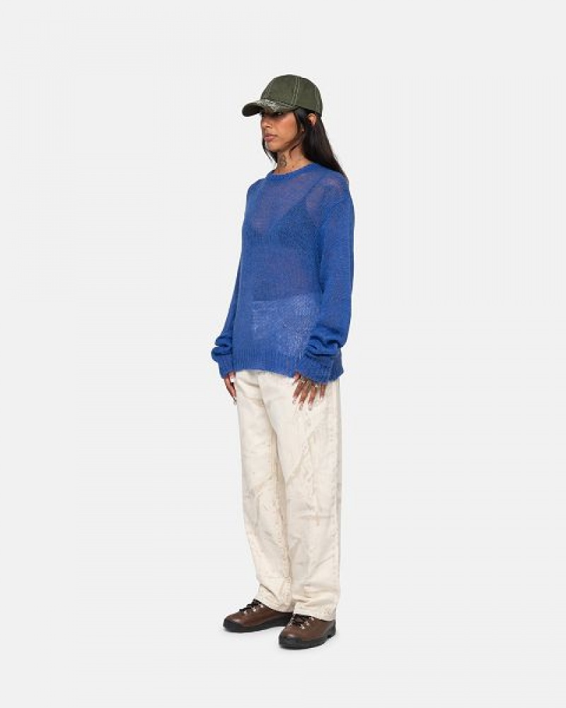 Blue Stussy S Loose Knit Sweaters | 3149HVTWX