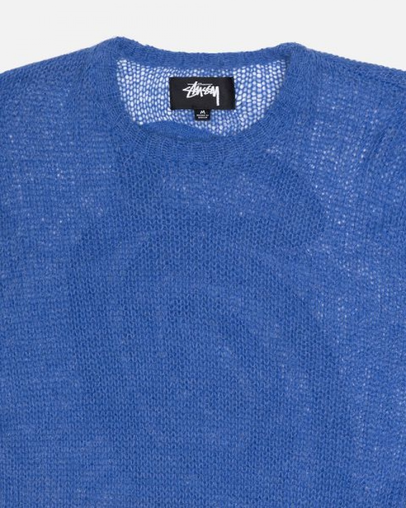 Blue Stussy S Loose Knit Sweaters | 3149HVTWX