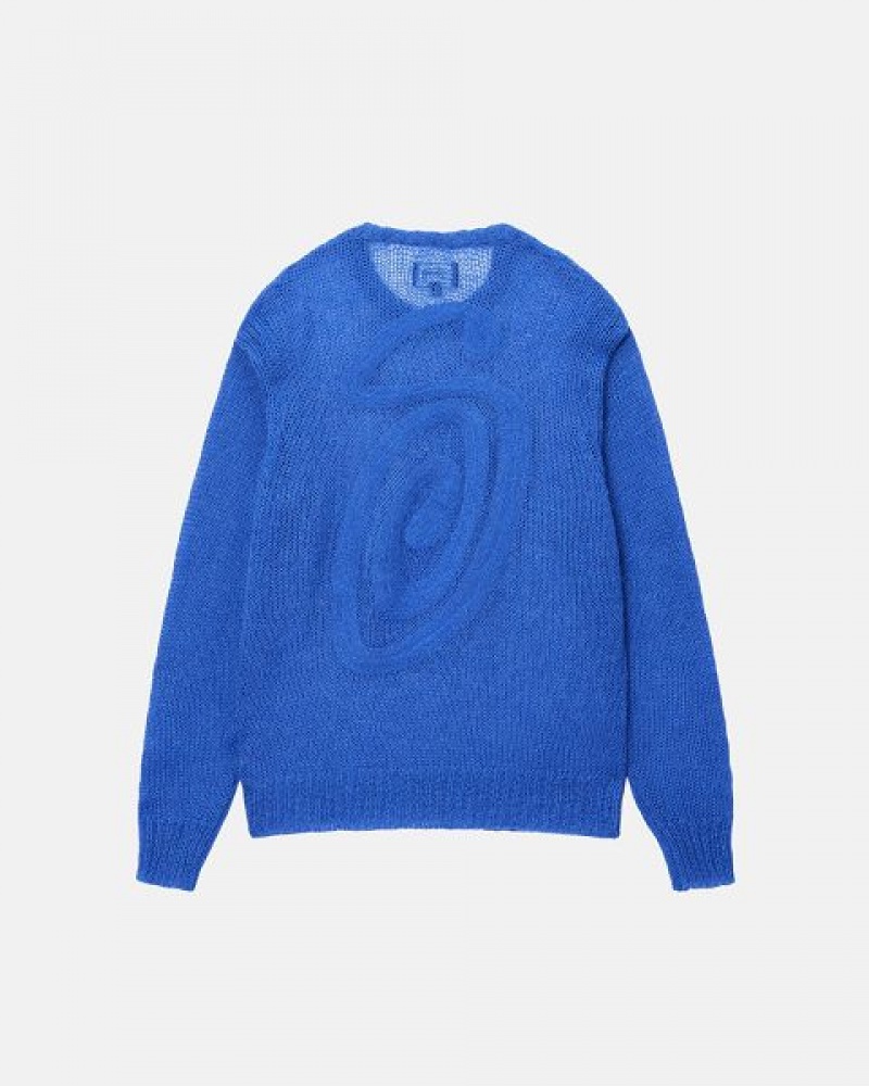 Blue Stussy S Loose Knit Sweaters | 3149HVTWX