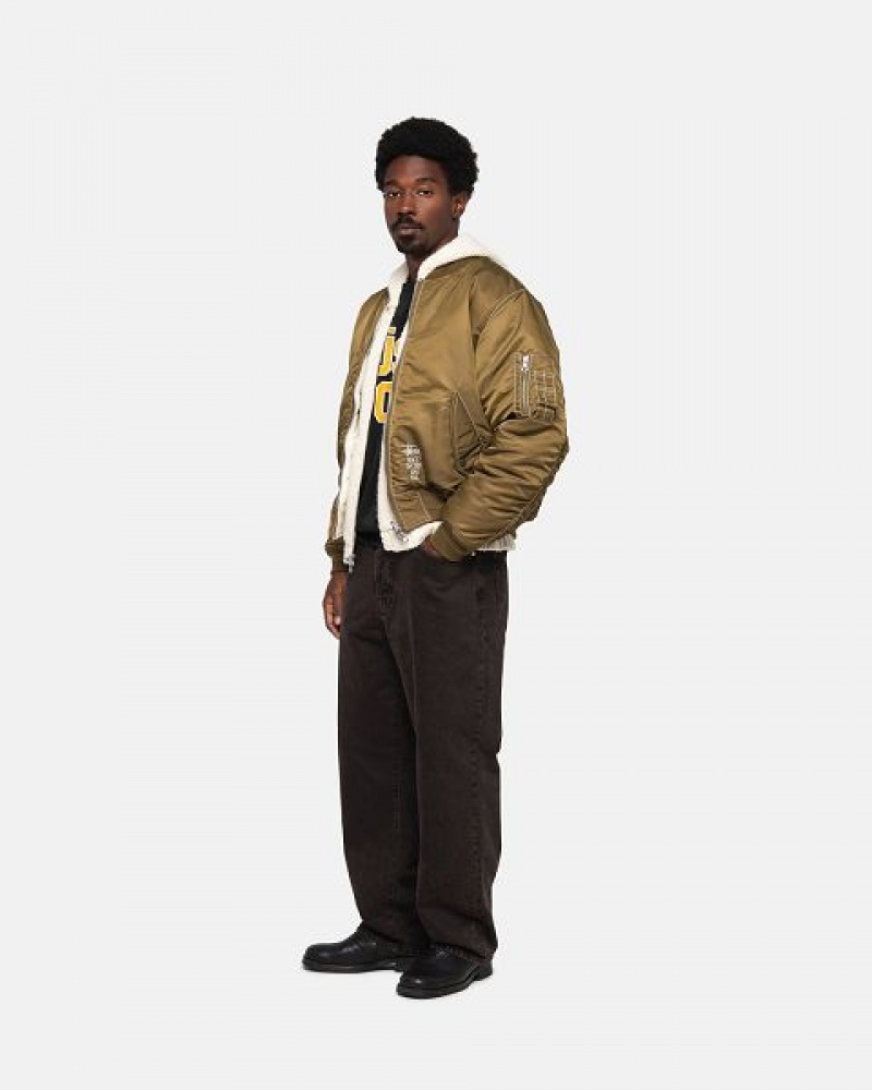 Brown Stussy Built Reversible Bomber Jackets | 0487VCRHK