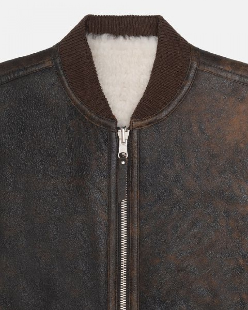 Brown Stussy Reversible Shearling Workgear Vest | 1784CLKWH